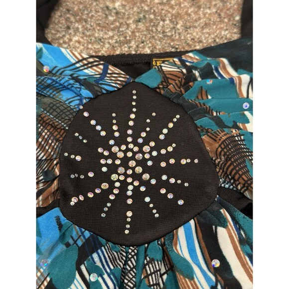 Y2K Boho Vintage Beaded Sequins Print Mesh  Crop Top Women V Neck  Camis esmeral - Picture 11 of 11